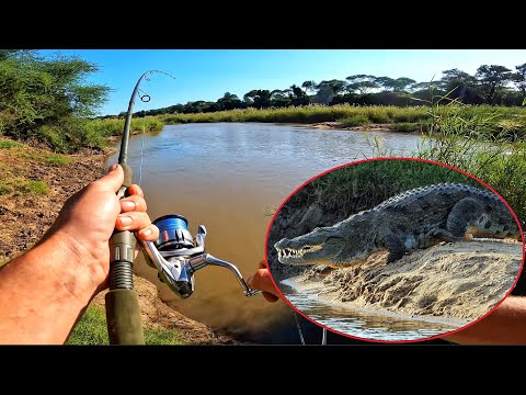 Fishing Crocodile Infested Rivers in the African Wilderness