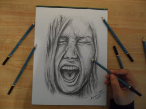 How To Draw Angry Screaming Face Pencil Drawing For Beginners step by step