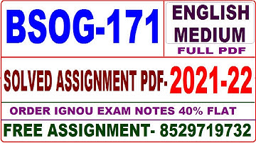 bsog-171 solved assignment 2021-22 / bsog 171 solved assignment in English / ignou bsog 171