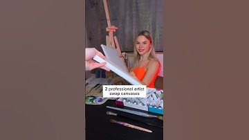 Swap canvases every hour! Which one do you like more, 1 or 2? 🧡💚 #artchallenge #art #painting