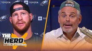 Colin has a message for guys who wear their hats backward like Carson Wentz | NFL | THE HERD