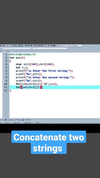 C program to concatenate two strings without using library function# ...