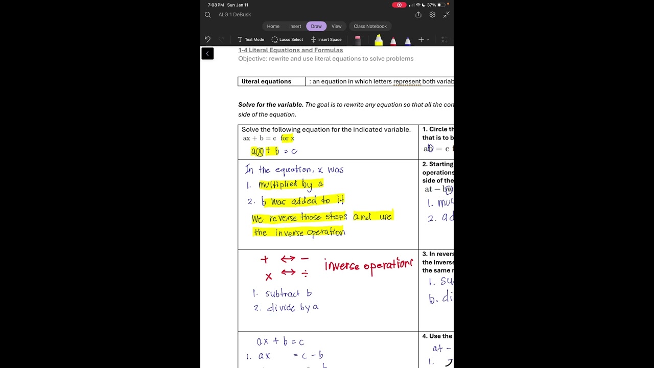 Rewrite literal equations