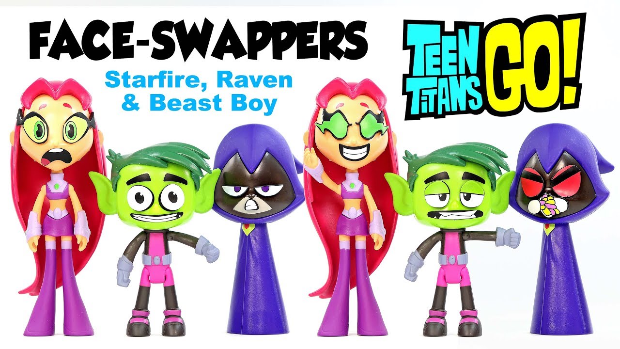 New Teen Titans Go! Face-Swappers Raven Beast Boy & Starfire Action ...