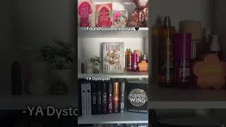 My bookshelf is tiny but mighty 🖤🙂↕️ #bookrecs #yabookrecs #yabooktokfyp #dystopianromance #yanovel