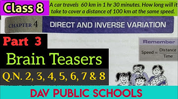 DAV class 8 maths chapter 4 brain teasers Q.N. 2, 3, 4, 5, 6, 7 & 8 - all solved
