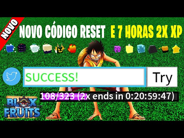 RAPIDO!! 11 NOVOS CÓDIGOS SECRETOS RESET STATUS 2X XP NO BLOX FRUITS (roblox)  blox fruits code 