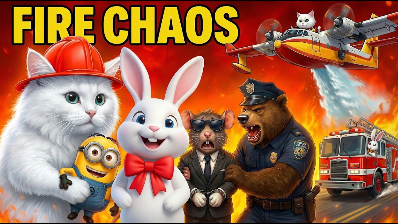 Fire Rescue Mission! Cat & Rabbit Save Minion From Forest Chaos