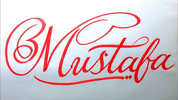 Mustafa Name Signature Calligraphy Status | How to Cursive write with cut Marker #mustafa @mustafa