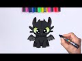 Toothless from the cartoon "How to Train Your Dragon"/How to Draw Toothless
