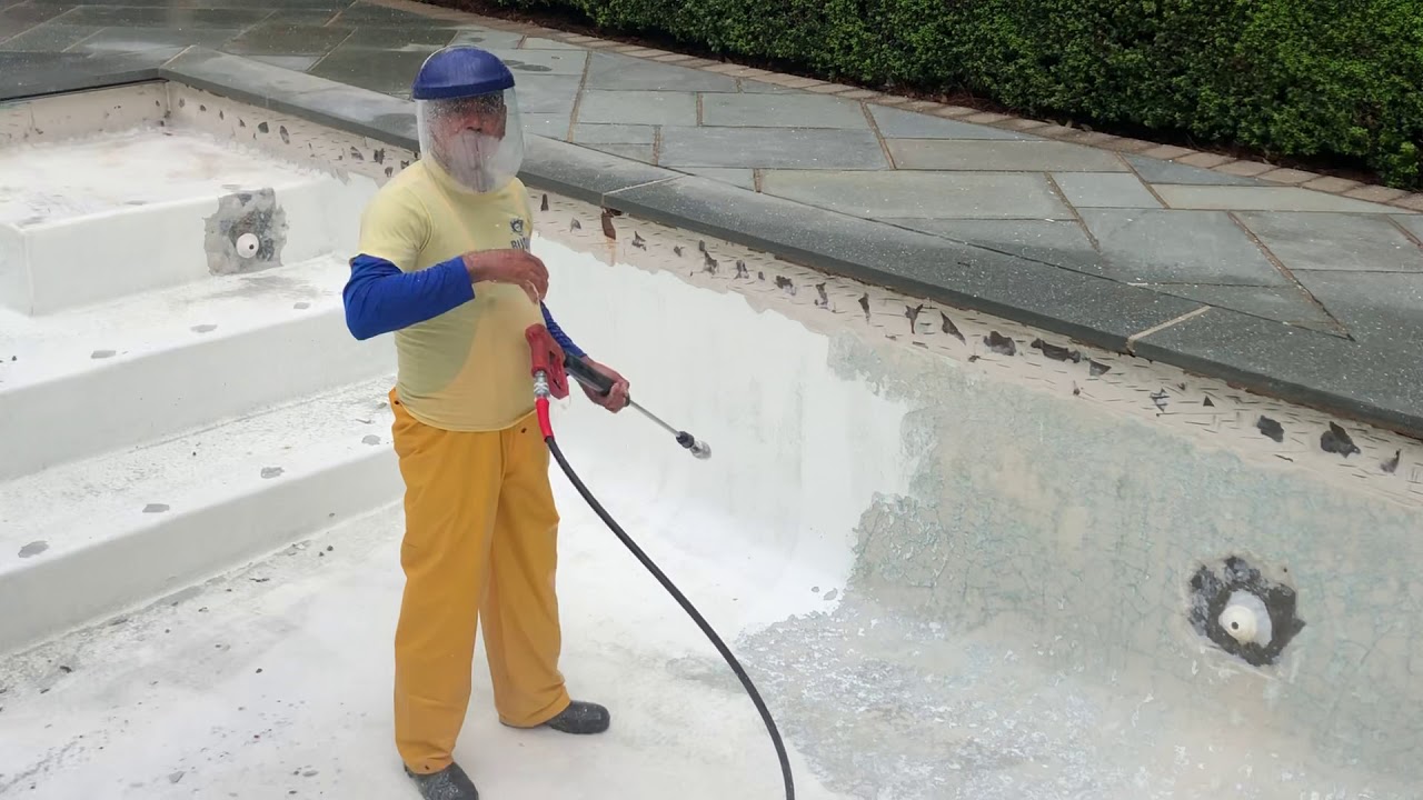Pool paint remove with pressure gun YouTube