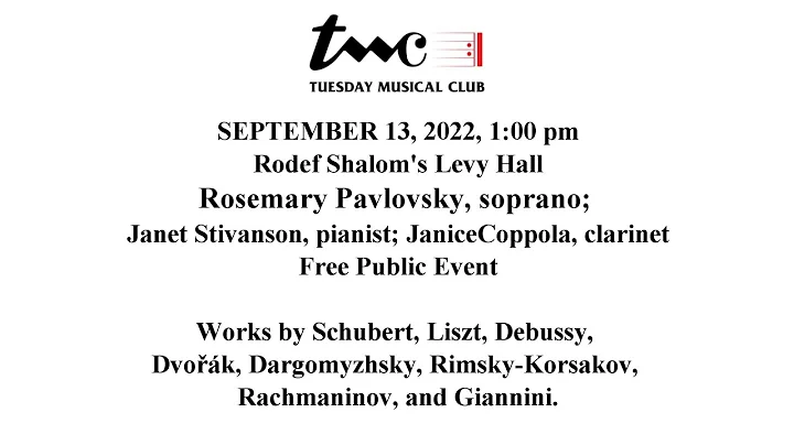 Recital Series -- Rosemary Pavlovsky, soprano; Jan...