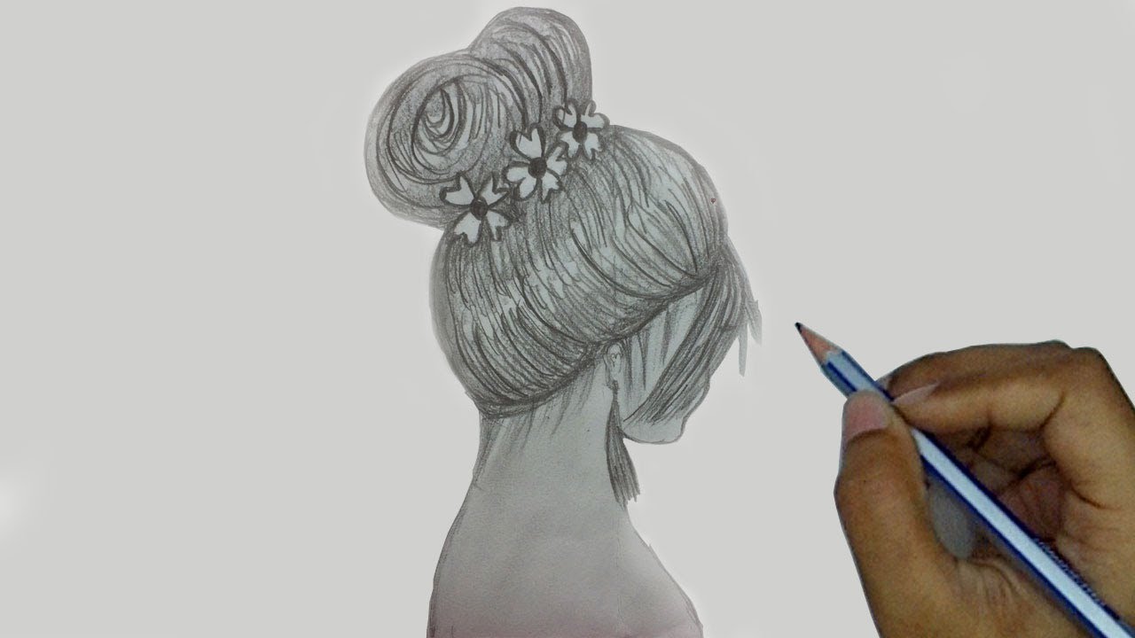 How To Draw A Girl With A Messy Bun Hair Easy Step By Step Pencil Drawing Riya Drawing Academy