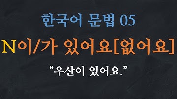 한국어 배우기 | 한국어 문법 05: N이/가 있어요 [없어요] - Learn Korean | Basic Korean Grammar