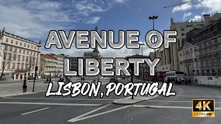 Walking down the Avenue of Liberty : Avenida da Liberdade : Lisbon, Portugal 4K