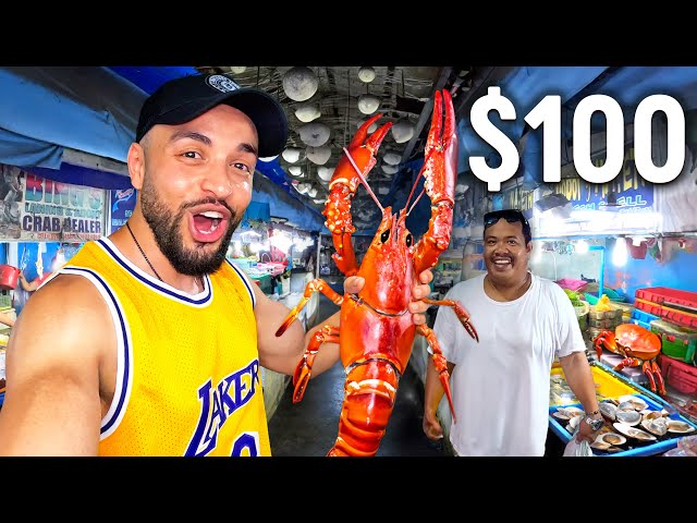 $100 Seafood Market Challenge in Philippines! 🇵🇭 class=