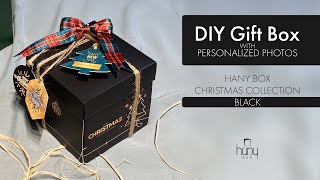 Hany Box - Christmas Collection BLACK | Personalized Exploding Gift Box - Customized DIY Surprise