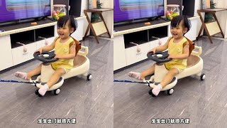 Since her father bought her this balance bike, she wants to ride it every morning