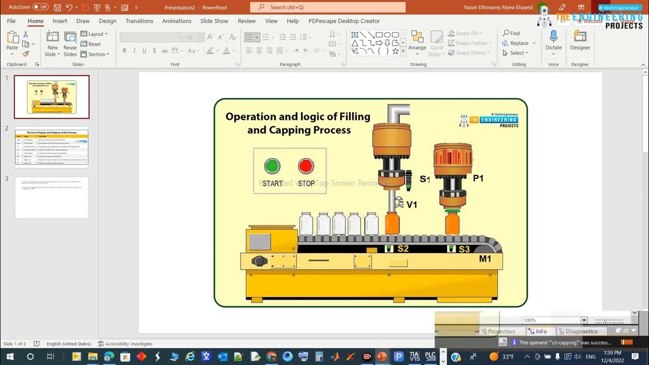 Chapter 7(Part b): Bottle Filling and Capping Project using PLC Ladder