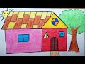 How to draw House | easy step by step home drawing for kids