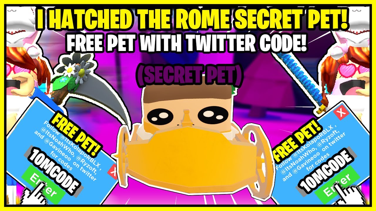 Clicking Champions New Twitter Code For A Free Pet I Hatched The Rome Secret Pet New 10m Egg Youtube - roblox on twitter enter code 75kswoop on httptco