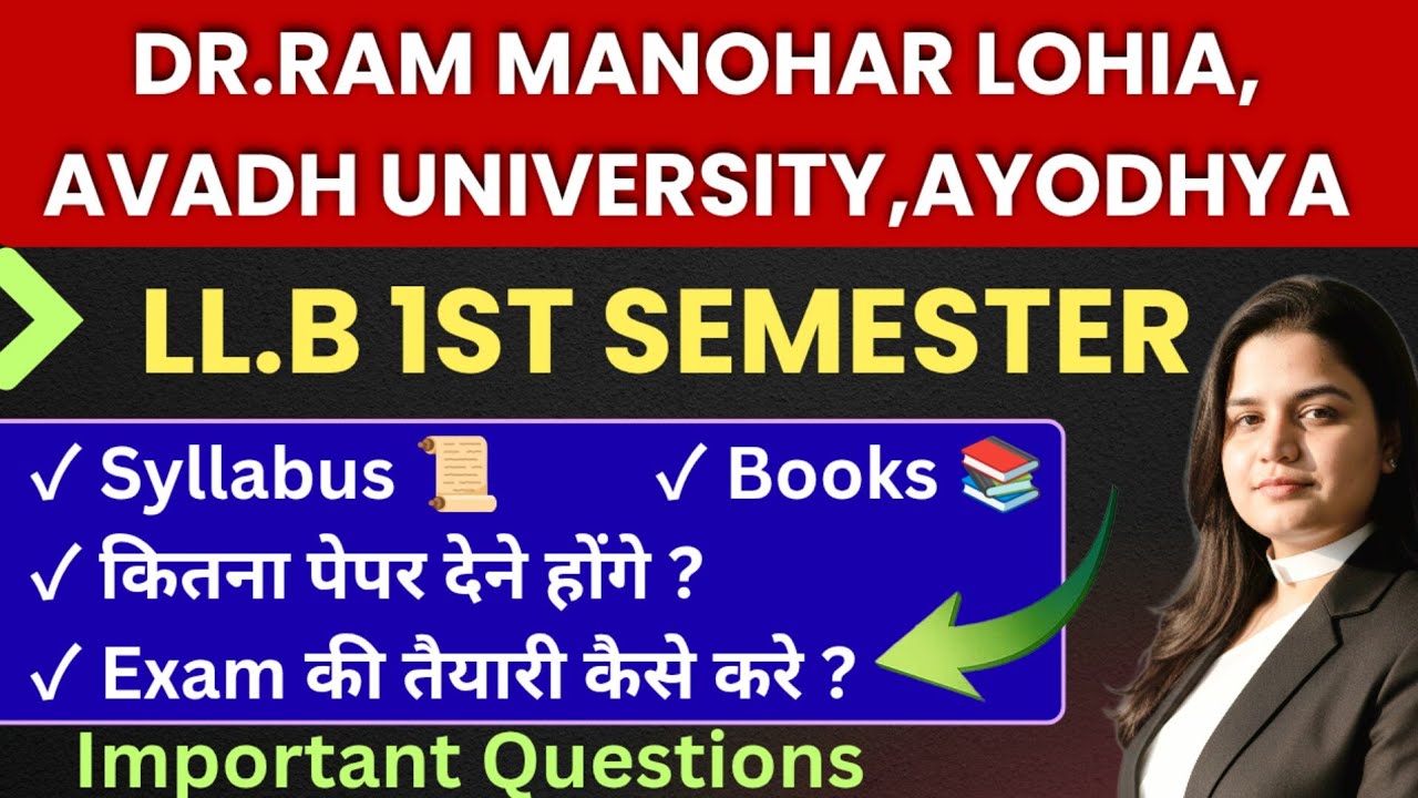 Dr Ram Manohar Lohia Avadh University Faizabad LLB 1st Semester Syllabus | Books | Exam Preparation 