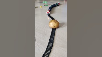 Potato is stuck on the railway track and train is approaching fast | Centy Train #train #chips