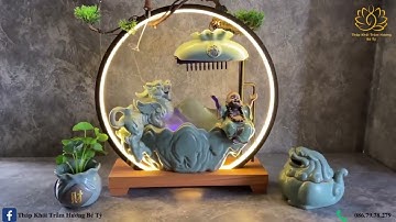 Thác Nước Kết Hợp Đốt Trầm Hương Cao Cấp Phật Di Lặc - Tỳ Hưu
