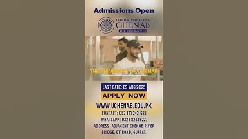 Admissions are Open at The University of Cheanb Gujrat.