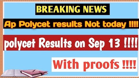 Ap polycet results on sep 13 | Dug out your brain