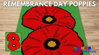 FREE GRAPH Remembrance Day Poppies C2C & Tapestry Crochet Pattern | Magic Yarn Pixels