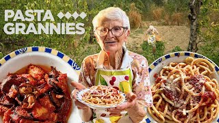 92 year old Gina makes extra long fusilli pasta with stuffed aubergines! | Pasta Grannies