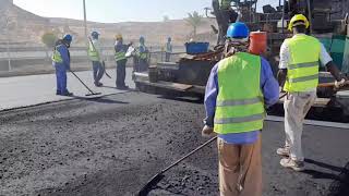 Asphalt Road Construction - Binder (Asphalt Base Course) Laying and Compacting