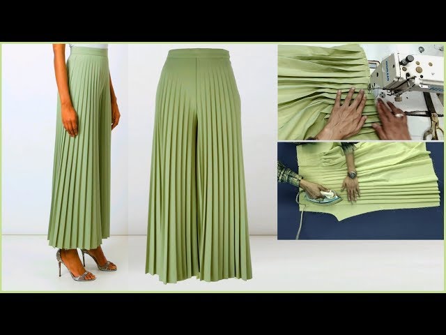 Pleated Palazzo Pant cutting and stitching