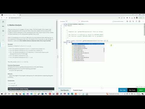 Hacker Rank Coding Challenge: Median Analysis