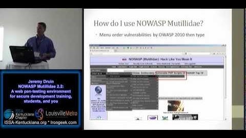 Introduction to OWASP Mutillidae II Web Pen Testing Environment (KY ISSA Conference)