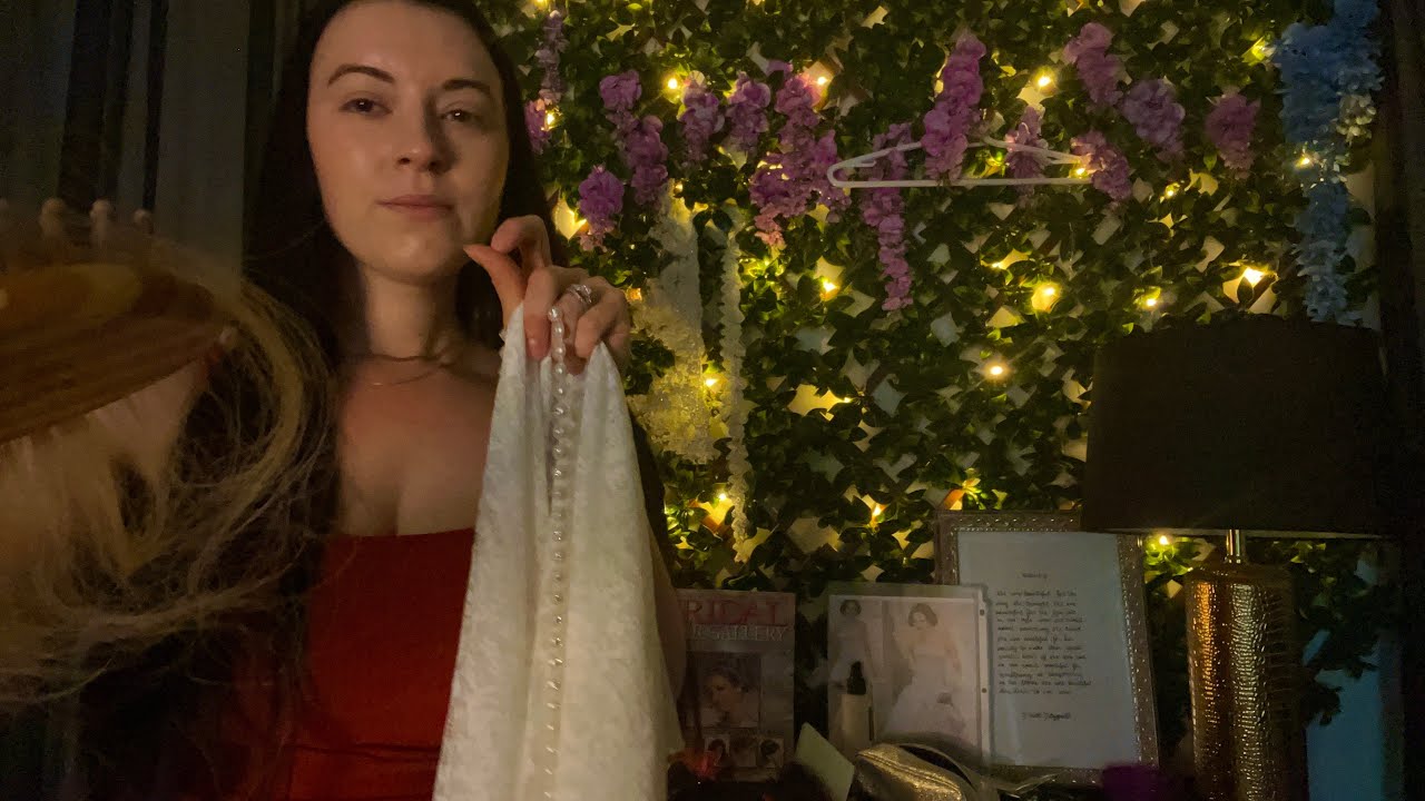 ASMR Doing Your Hair & Designing Your Wedding Veil | Hair, Fabric, & Typing (Wedding Series Pt 2)