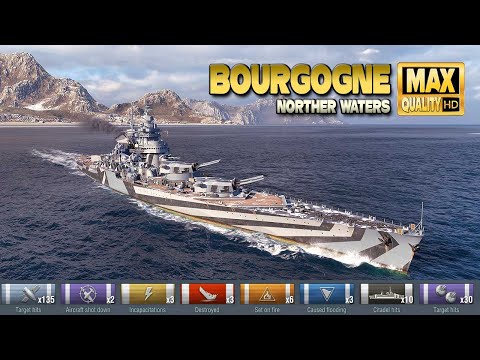 Battleship Bourgogne dominates on map Northern Waters - World of Warships