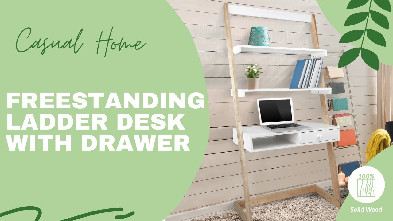 Freestanding Ladder Desk with Drawer