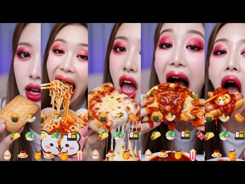 ASMR RELAXING SATISFYING EMOJI FOOD CHALLENGE MUKBANG eating sounds ...