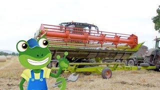 Combine Harvester + More! | Gecko's Real Vehicles | Educational Videos For Toddlers