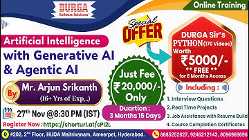 Artificial Intelligence with Generative AI & Agentic AI Online Training @ DURGASOFT