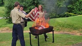 Information Edwardsville's BSA Pack 31 Flag Retirement Ceremony. At the American Legions, July 2022. News