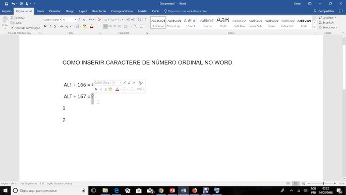 COMO COLOCAR BOLINHA ° NO WORD (Número ordinal / grau)