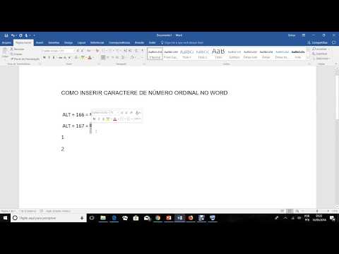 Como inserir símbolo de número ordinal no word 