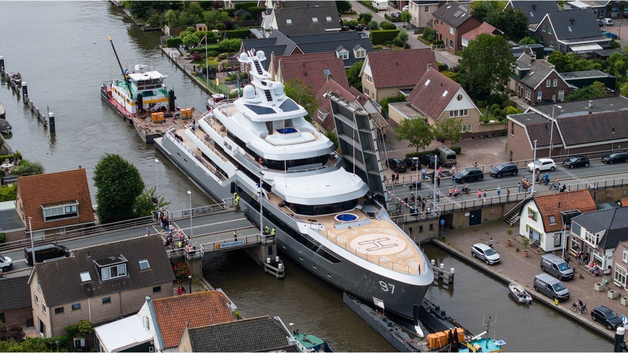 The 79.5m/ 261ft Valor left Aalsmeer for Rotterdam today