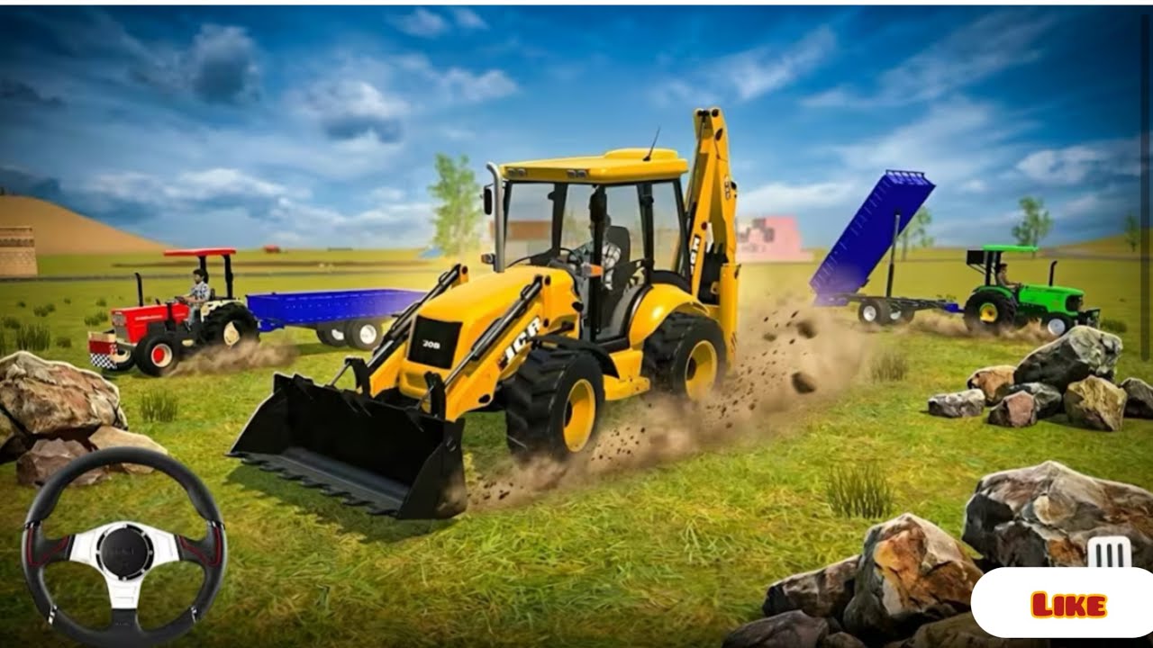JCB END 2 TRACTOR TROLLEY UNLOADING STONE 🪨🏗️ 3D GAM VIDEO PLAY OP MUKO #trending  #virel