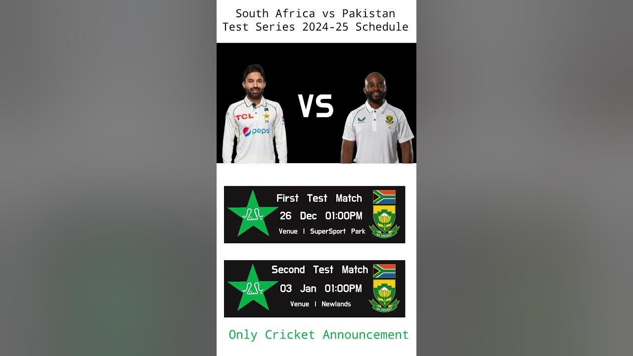 South Africa vs Pakistan Test Series 20242025 Schedule & Venue_Pak vs