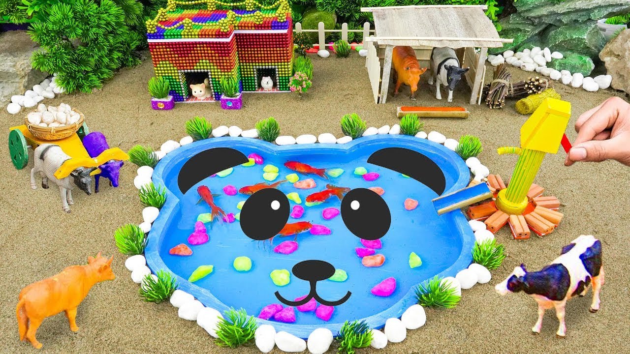 🐓 Fun Mini Farm Diorama | Colorful Animals & Fish Pond Adventure 