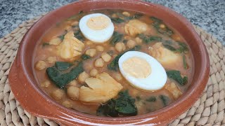 Potaje de garbanzos con espinacas. Muy FÁCIL de preparar y SANO.